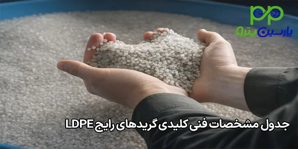 جدول مشخصات فنی کلیدی گریدهای رایج LDPE جدول مشخصات فنی کلیدی گریدهای رایج LDPE